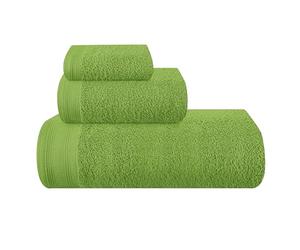 MALLONI HOME Lot de 3 Serviettes en Coton Ultra Doux Comprenant 1 Serviette de Bain 70 x 140 cm, 1 Serviette de Toilette 40 x 60 cm et Un lit de Toilette de 30 x 30 cm, Vert Kiwi