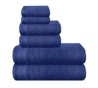 MALLONI Home Lot de 6 Serviettes en Coton Ultra Doux - 2 de Bain 70x140cm, 2 de Toilette 40x60cm, 2 Lits de Toilette 30x30cm - Bleu Marine