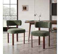 MALOL Lot de 2 chaises de Salle à Manger Design Moderne du Milieu du siècle, Style champêtre Vintage en Sherpa, dossiers incurvés Ouverts, pour Salle à Manger, Restaurant, Vert