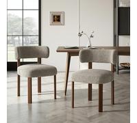 MALOL Lot de 2 chaises de Salle à Manger Design Moderne du Milieu du siècle, Style champêtre Vintage en Sherpa, dossiers incurvés Ouverts, pour Salle à Manger, Restaurant, Camel