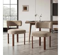 MALOL Lot de 2 chaises de Salle à Manger Design Moderne du Milieu du siècle, Style champêtre Vintage en Sherpa, dossiers incurvés Ouverts, pour Salle à Manger, Restaurant, Kaki