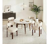 MALOL Lot de 4 chaises de Salle à Manger Design Moderne du Milieu du siècle, Style champêtre Vintage en Sherpa, dossiers incurvés Ouverts, pour Salle à Manger, Restaurant, Avoine