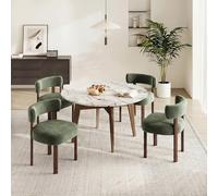MALOL Lot de 4 chaises de Salle à Manger Design Moderne du Milieu du siècle, Style champêtre Vintage en Sherpa, dossiers incurvés Ouverts, pour Salle à Manger, Restaurant, Veige