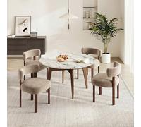 MALOL Lot de 4 chaises de Salle à Manger Design Moderne du Milieu du siècle, Style champêtre Vintage en Sherpa, dossiers incurvés Ouverts, pour Salle à Manger, Restaurant, Kaki