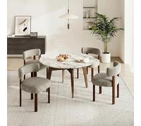 MALOL Lot de 4 chaises de Salle à Manger Design Moderne du Milieu du siècle, Style champêtre Vintage en Sherpa, dossiers incurvés Ouverts, pour Salle à Manger, Restaurant, Camel