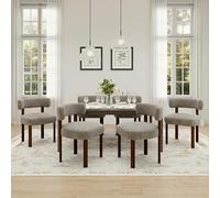 MALOL Lot de 6 chaises de Salle à Manger Design Moderne du Milieu du siècle, Style champêtre Vintage en Sherpa, dossiers incurvés Ouverts, pour Salle à Manger, Restaurant, Camel