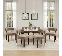MALOL Lot de 6 chaises de Salle à Manger Design Moderne du Milieu du siècle, Style champêtre Vintage en Sherpa, dossiers incurvés Ouverts, pour Salle à Manger, Restaurant, Kaki