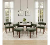 MALOL Lot de 6 chaises de Salle à Manger Design Moderne du Milieu du siècle, Style champêtre Vintage en Sherpa, dossiers incurvés Ouverts, pour Salle à Manger, Restaurant, Vert