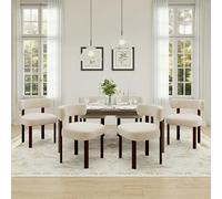 MALOL Lot de 6 chaises de Salle à Manger Design Moderne du Milieu du siècle, Style champêtre Vintage en Sherpa, dossiers incurvés Ouverts, pour Salle à Manger, Restaurant, Avoine
