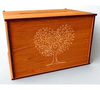 MALONA - Urne mariage en bois/Boîte à cartes et enveloppes - Urne anniversaire et baptême - Style champêtre gravure Arbre de Vie - Boîte à souvenirs pour toutes occasions