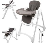 Malplay chaise haute enfant chaise bébé pliante avec plateau réglable roues DELI éco-cuir enfants