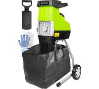 MalTec Broyeur de jardin puissant Broyeur à cylindres 3500W, broyeur, broyeur à bois, marche arrière, sac de ramassage 60 litres, auto-aspirant