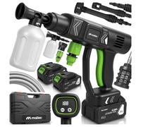MalTec Nettoyeur haute pression sans fil 60 bar, 2 batteries 4 Ah 21 V, kit de buses, mallette