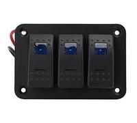 Malufain Interrupteur à Bascule 3 Gangs IP65, rétroéclairé Bleu 12-24V | Panneau à bascule de qualité marine, surintensité, installation facile, pré-câblé pour les applications 12 V et 24 V.