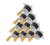MALUGOGO 12 Pièces Bouchons de Bouteille de Vin de Chapeau de Remise de Diplôme Noir avec Pompons, Décorations Festives pour Fête de Fin D’études, Accessoires Élégants pour Célébrations et