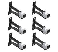 MALUGOGO 1ensemble Support Barre à Rideaux Alliage Aluminium pour Tringle Rideaux Fixe Base Stables Noir pour Chambre Cuisine Bureau