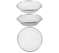 MALUGOGO 3 Pièces Tamis de Jardin en Fer Galvanisé Argenté 30x30x7 Cm Maille Métallique Renforcée pour Tamiser Sol et Compost, pour Culture de Semis et Succulentes