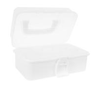 MALUGOGO Boîte de Rangement Multifonctionnelle Pliable en Plastique Blanc 2 Niveaux 22x12x11,5 Cm, Organiseur Compact pour Outils et Fournitures de Couture, Bureau et Voyage