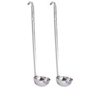 MALUGOGO Ensemble de 2 Louches à Soupe en Acier Inoxydable Argenté Long Manche, Multifonction pour Buffet et Fêtes, Cuillères de Service Robustes et Pratiques