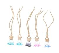 MALUGOGO Flacons de Parfum Suspendus Style Élégant et Romantique Couleur Aléatoire 5pcs en Verre Corde en Bois, Anti-Fuite et Rechargeables, pour Parfum Voiture et