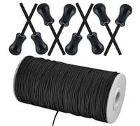 MALUGOGO Lot de 1 Set de Set Cordeau Noir pour Rideaux et Stores Romains Longueur Réglable Accessoires Complets en Polyester et PVC pour Décoration Maison