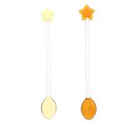 MALUGOGO Lot de 2 Cuillères en Verre Transparentes pour Mélanger Café et Thé, Manches Longs avec Tête Ronde, Résistantes aux Taches, Cuisine et Fêtes
