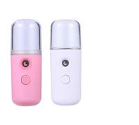 MALUGOGO Lot de 2 mini humidificateurs portables avec nano design cylindrique pratique en plastique léger hydratant pour la peau pour la maison et les voyages