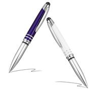 MALUGOGO Lot de 2 stylos à bille multifonctions avec lumière LED et stylet capacitif pour écrans tactiles, matériau métallique avec clip, pour étude et peinture