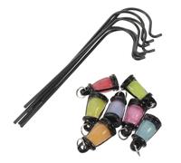 MALUGOGO Lot de 7 lanternes phosphorescentes en résine avec anneaux de suspension et crochets de berger, lumières artistiques en forme de lanterne pour maison de poupée et décorations de jardin,