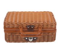 MALUGOGO Malette de Rangement Rétro en Cuir Artificiel Grosse Capacité, Design à Serrure et Doublure Intérieure, Étui Tissé la Main pour Protéger Le Contenu Couleur Couleur Aléatoire