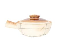 MALUGOGO Marmite en Terre Cuite 0,8l Manche Épais Unique, Cocotte Maison en Argile Khaki, Cuisson Sûre et Facile à Nettoyer, pour Plats Mijotés