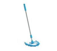 MALUGOGO Mini balai télescopique triangulaire avec tête pivotante rotative - Outil de nettoyage léger pour baignoire, sol en verre et coins - Poignée extensible bleue pour un usage domestique
