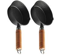 MALUGOGO Petites Casseroles avec en Bois en Fonte Lot de 2 pour Fondre le Beurre et Chauffer L'huile, Accessoire la Cuisine pour Maison et Boulangeries