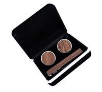 MALUGOGO Pince à cravate en noyer marron et alliage pour homme, rapide et facile à utiliser, résistance à l'usure, ensemble de boutons de manchette tendance pour une tenue formelle et une fête