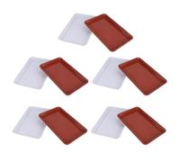 MALUGOGO Plateau pour Plantes Succulentes Rectangulaire en Plastique 10pcs | Rouge et Blanc, Montage Facile, Garde le Sol Propre, Usage Intérieur Maison, Lot de 10 Pièces