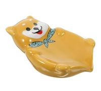 MALUGOGO Porte-savon pour chien en céramique robuste pour salle de bain et forme de dessin animé orange empêche l'accumulation d'eau et garde le savon au sec Boîte de rangement pour fournitures de