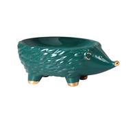 MALUGOGO Porte-savonnette en Céramique Forme Hérisson Vert Drainage, Support de Savonnette Unique pour Salle de Bain, Rangement Savonnette et Bijoux Décoratif