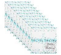 MALUGOGO Serviettes Joyeux Anniversaire Argenté à Pois Bleus en Papier, 40pcs, Essuie-mains Jetables pour Décorations de Fête et Célébrations Élégantes