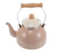 MALUGOGO Théière Rétro en Émail 2,6 Litres avec Poignée en Bois Résistante la Chaleur, Bouilloire Sifflante Cuisine et Camping, Conservation Chaleur