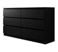 Malwa M6 Noire Commode à 6 tiroirs