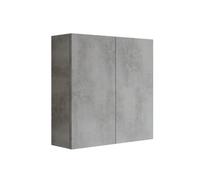 Mama Store Armoire Double 2 Portes et système d'ouverture Push and Pull, stratifié, L. 68 x P. 22 x H. 71 cm, Bois, Gris béton