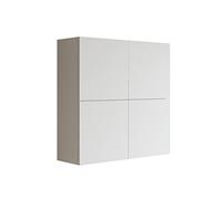 Mama Store Atena Armoire Murale Double avec 4 Portes et système d'ouverture Push and Pull, laminé, 71 x 22 x 71 cm, Blanc