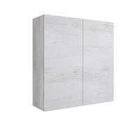 Mama Store Pensile Doppio Era Armoire Suspendue avec 2 Portes et Système d'ouverture Push et Pull, Chêne Blanc L68 x P22 x H71 cm, P. 22