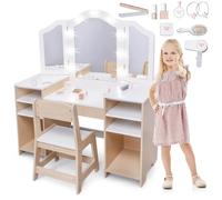 Table à langer en bois pour enfants avec chaise, accessoires et éclairage LED