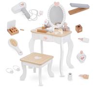 Coiffeuse en bois avec tabouret et accessoires