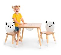 Table et 2 chaises enfant, espace de travail & jeux avec un panier de rangement