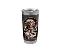 Maman Teckel Best Doxie Mom Ever Motif Fleuri Gobelet isotherme en acier inoxydable double paroi