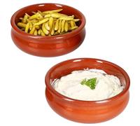 MamboCat Berlin Cazuela Lot de 2 bols bombés en argile I Diamètre 18,5 cm I Taille L I Bol à tapas méditerranéen I Chaque pièce est unique I Pour le marché médiéval et viking