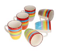 MamboCat Ibiza Rainbow Lot de 6 tasses à café avec anse I 350 ml I Mugs aux couleurs de l'arc-en-ciel I Tasses en faïence colorées pour boissons chaudes I Vaisselle à café