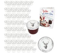MamboCat Lot de 100 bocaux en verre de 230 ml avec couvercles à visser Alois Cerf I Bocaux de conservation + jusqu'à 82 couvercles + livret de recettes gratuit I Bocaux de conservation et conservation